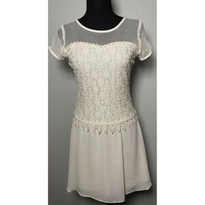 Veronica Dress‎ Cream Lace Mesh y2k Zip up Made in USA